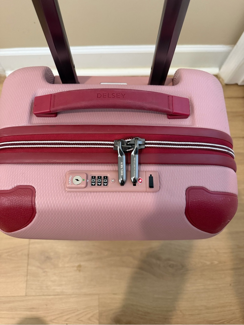 Delsey Paris Chatelet Pink and Burgundy Hardside Carry-On Spinner - Picture 7 of 7